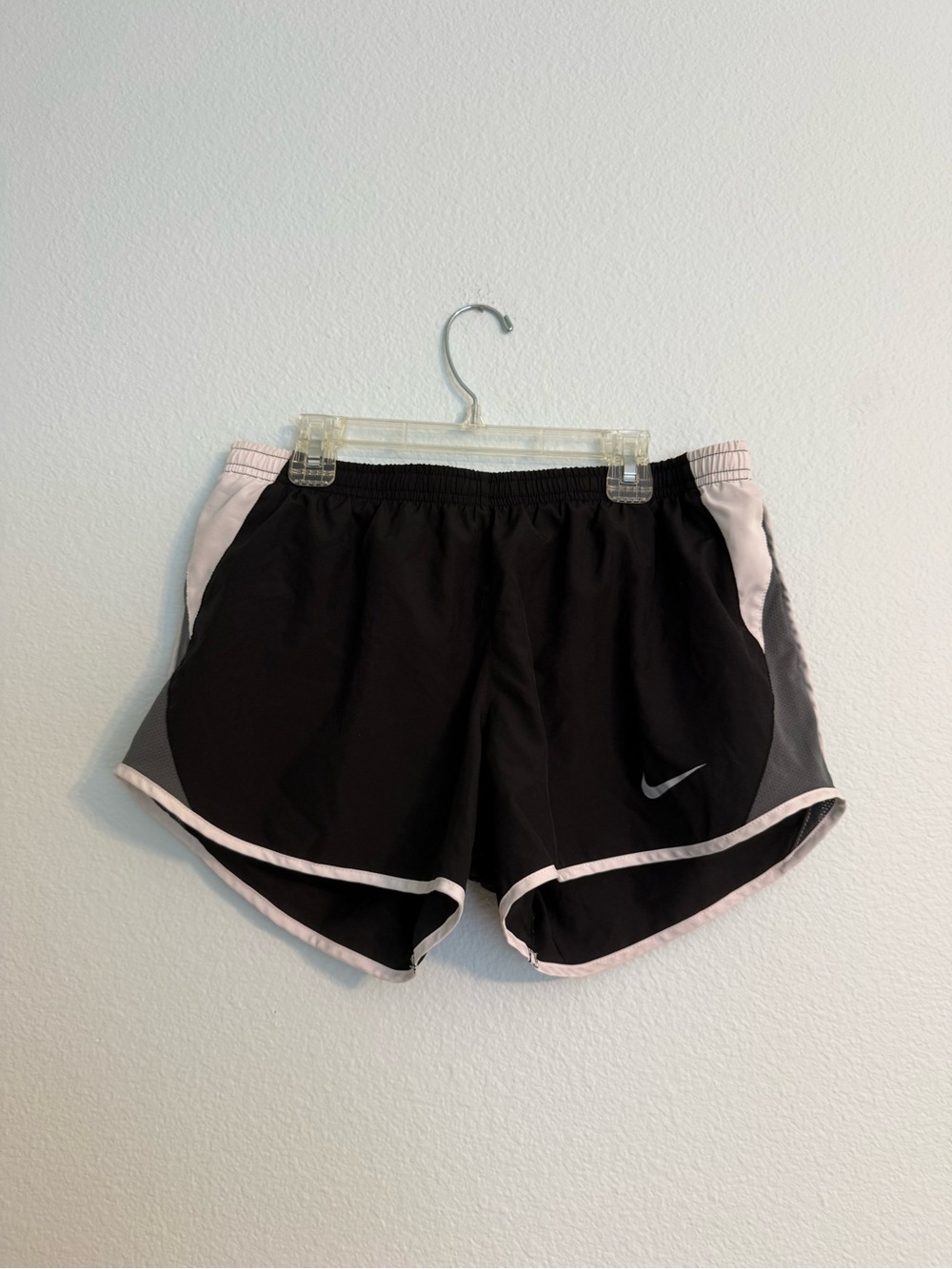 Nike Women's Black Athletic Shorts with Light Pink Trim